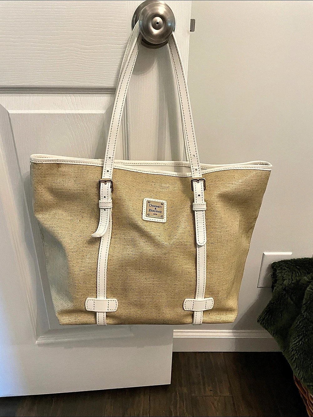 Dooney & Bourke Canvas Tote in Beige & White